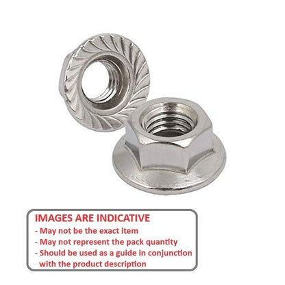1087661 | NT095C-FS-S6 (PK-100) --- Flanged Nuts - 3/8-16 UNC - 9.53mm - 316 Stainless Serrated Nut