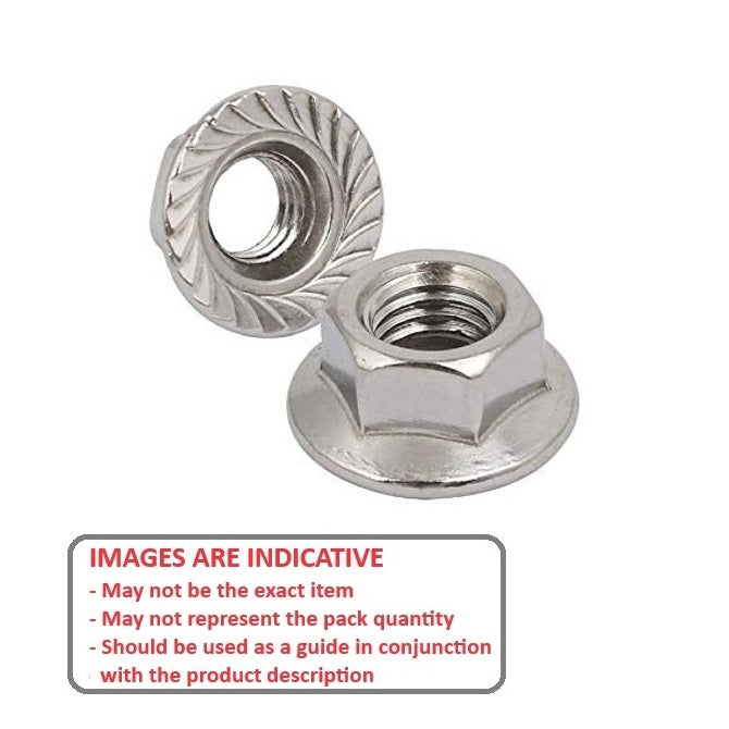 1053634 | NT040M-FS-S4 (PK-10) --- Flanged Nuts - M4 - 4x0.7mm - 304 Stainless Serrated Nut