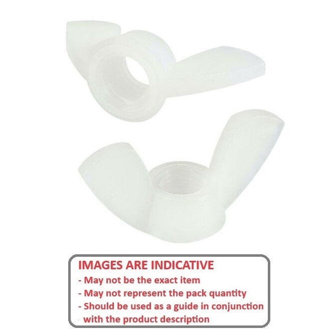 1079162 | NT080M-WG-NY (PK-50) --- Wing Nuts - M8 - 8x1.25mm - 26x16 mm - Natural Nylon 6.6 Nut