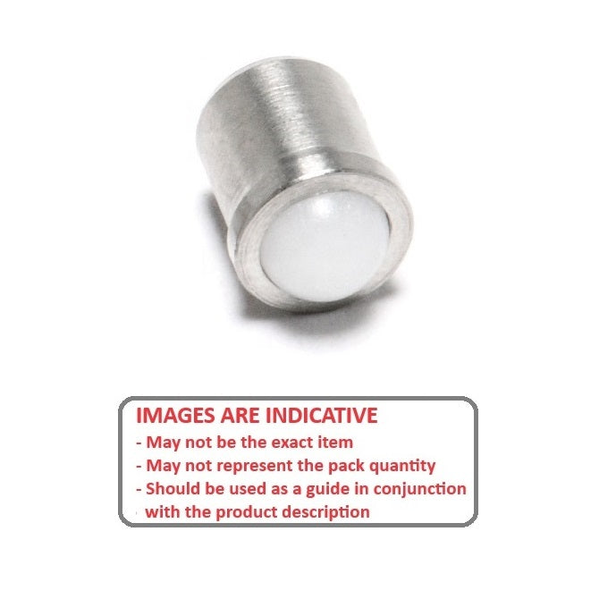 1088338 | PLBP-095-199-SA-080 (Each) --- Ball Push Fit Plungers - 9.53x19.9 mm - 44.5 N Stainless Body - Acetal Plunger