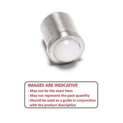 1079797 | PLBP-080-090-SP-012 (Each) --- Ball Push Fit Plungers - 8x9 mm - 6 N Stainless Body - Plastic Plunger