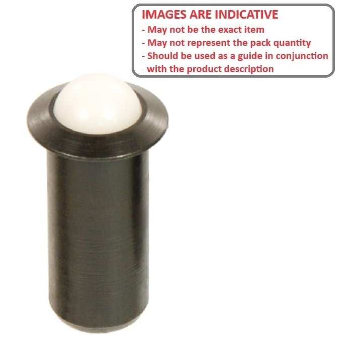 Piston à bille 4,78 x 10 mm – Corps en acier inoxydable à usage standard avec bille en nylon – Bille – Push Fit – MBA (lot de 1)