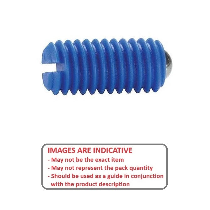 1066426 | PLBT-060M-120-AS-015 (PK-20) --- Ball Threaded Plungers - M6 - 6x1mm - 12 mm - 5 N Acetal Body - Acetal with Stainless Ball Plunger