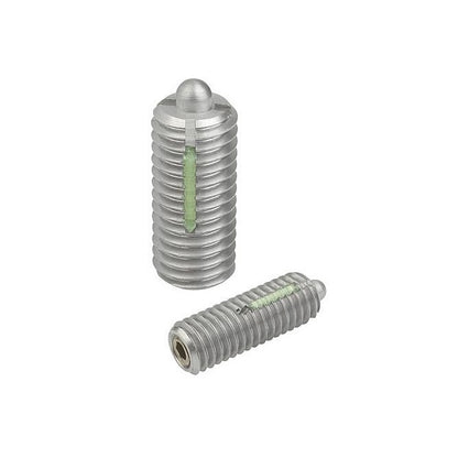 Ball Threaded Plungers - M10 - 10x1.5mm - 23 mm - 20 N Stainless Body and Ball with Threadlock - Stainless Steel 303 Similar to A2, 304, 18-8 