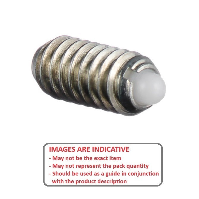 1086302 | PLBT-095C-159-S3N-022 (Each) --- Ball Threaded Plungers - 3/8-16 UNC - 9.53mm - 15.9 mm - 11.1 N Stainless Body - Stainless Steel 303 Grade with Nylon Ball Plunger