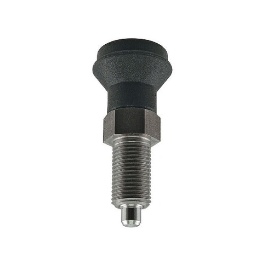 Indexing Pull Knob Plungers - 1/2-13 UNC - 12.7mm - 51.6 mm - 0.6 N Stainless and Plastic - Stainless Steel 303 Similar to A2, 304, 18-8 