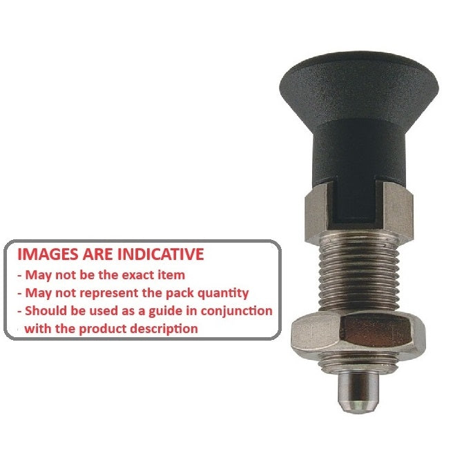 1092641 | PLIT-050-100-100-44-LKPN-S3 (Each) --- Indexing Pull Knob Plungers - M10x1 - Extra Fine - 43.5 mm - 0.5 N Stainless and Plastic - Stainless Steel 303 Similar to A2, 304, 18-8 Plunger