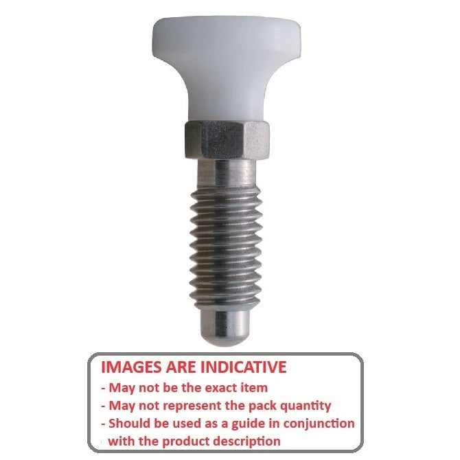 1086701 | PLST-095C-191-HS-009 (Each) --- Spring Plungers - 3/8-16 UNC - 9.53mm - 19.1 mm - 1.1 N Acetal Handle - Stainless Steel with Acetal Plunger
