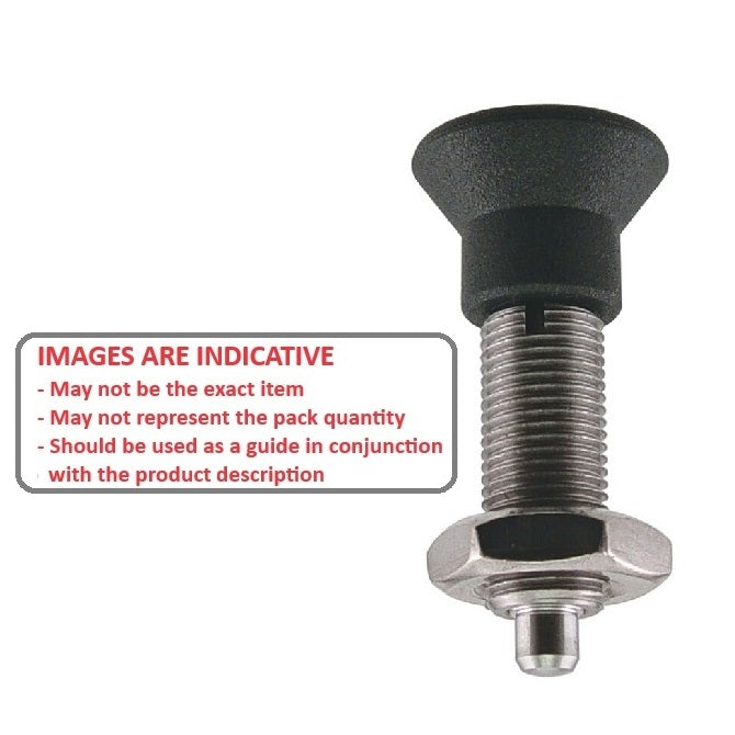 1092645 | PLIT-050-100-100-44-KPUN-S3 (Each) --- Indexing Pull Knob Plungers - M10x1 - Extra Fine - 43.5 mm - 2.3 N No Collar - Stainless Steel 303 Similar to A2, 304, 18-8 Plunger