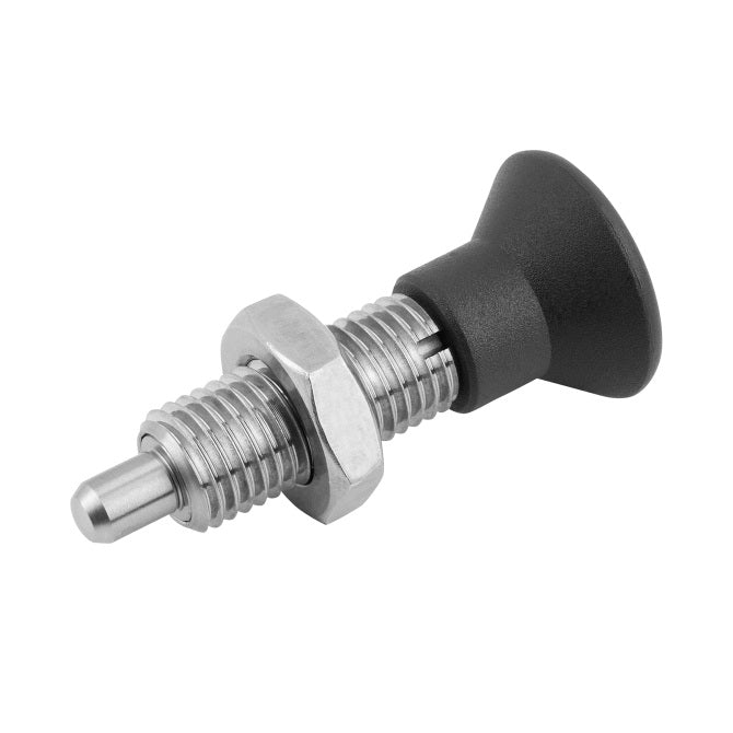 1124885 | PLIT-100-200-150-74-KPUN-S3 (Each) --- Indexing Pull Knob Plungers - M20 Extra Fine - 20x1.5mm - 74 mm - 6.8 N No Collar - Stainless Steel 303 Similar to A2, 304, 18-8 Plunger