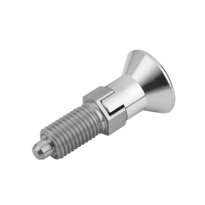 1082349 | PLIT-040-080-100-43-LKP-S3F (Each) --- Indexing Pull Knob Plungers - M8 Fine - 8x1mm - 43 mm - 2.7 N - Stainless Steel 303 Similar to A2, 304, 18-8 Plunger
