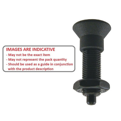 1082187 | PLIT-040-080-100-39-KPUN-C (Each) --- Indexing Pull Knob Plungers - M8 Fine - 8x1mm - 38.5 mm - 2.7 N No Collar - Steel Plunger