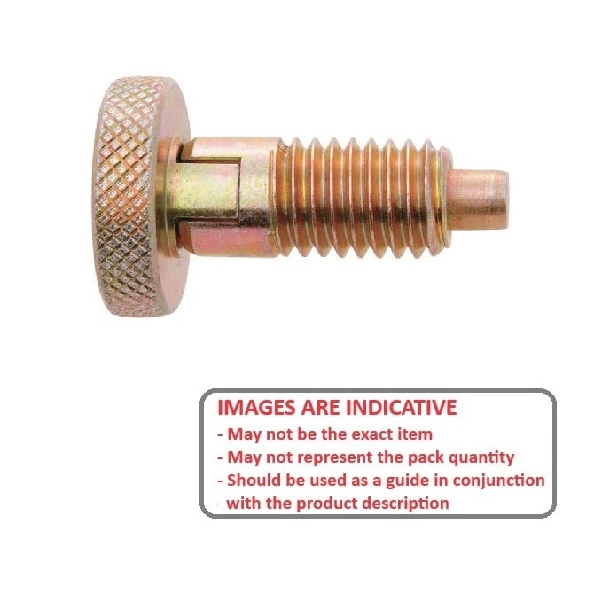 Piston à ressort 1/4-20 UNC x 10,2 mm - Poignée moletée avec verrouillage fileté en acier - Ressort - Fileté - MBA (1 pièce)