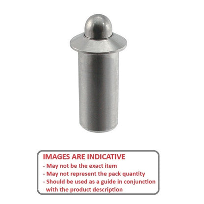 1088073 | PLSP-095-200-S3-031 (Each) --- Spring Push Fit Plungers - 9.53x20 mm - 11.1 N - Stainless Steel Plunger