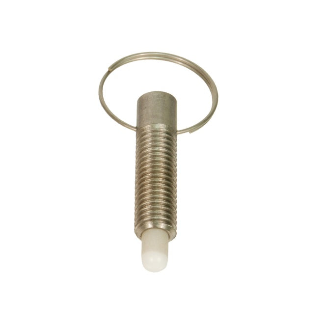 1086562 | PLST-095C-318-RASL-018 (Each) --- Spring Plungers - 3/8-16 UNC - 9.53mm - 31.8 mm - 8.9 N Pull Ring - Stainless Steel Body with Acetal Plunger