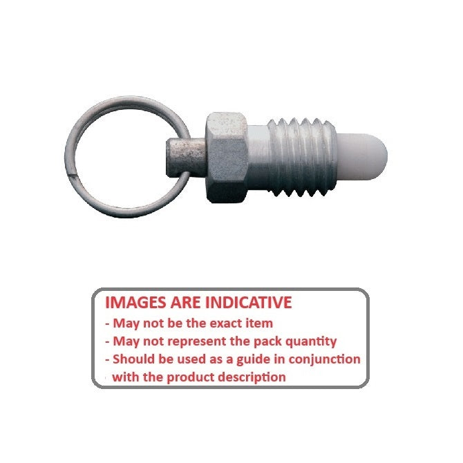 1086567 | PLST-095C-159-RAS-013 (PK-250) --- Spring Plungers - 3/8-16 UNC - 9.53mm - 7.9 mm - 3.3 N Pull Ring - Stainless Steel Body with Acetal Plunger