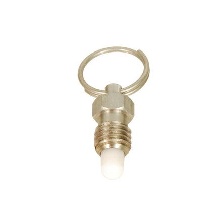 1071383 | PLST-064C-111-RAS-009 (Each) --- Spring Plungers - 1/4-20 UNC - 6.35mm - 6.4 mm - 2.2 N Pull Ring - Stainless Steel Body with Acetal Plunger