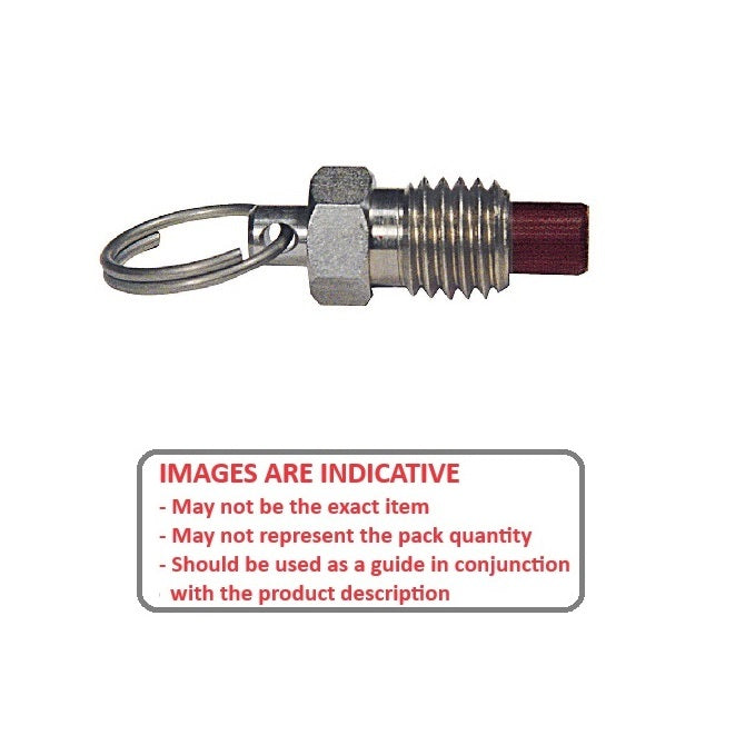 1086291 | PLST-095C-159-RPC-013 (Each) --- Spring Plungers - 3/8-16 UNC - 9.53mm - 7.9 mm - 3.3 N Ring Handle - Steel Body with Phenolic Plunger