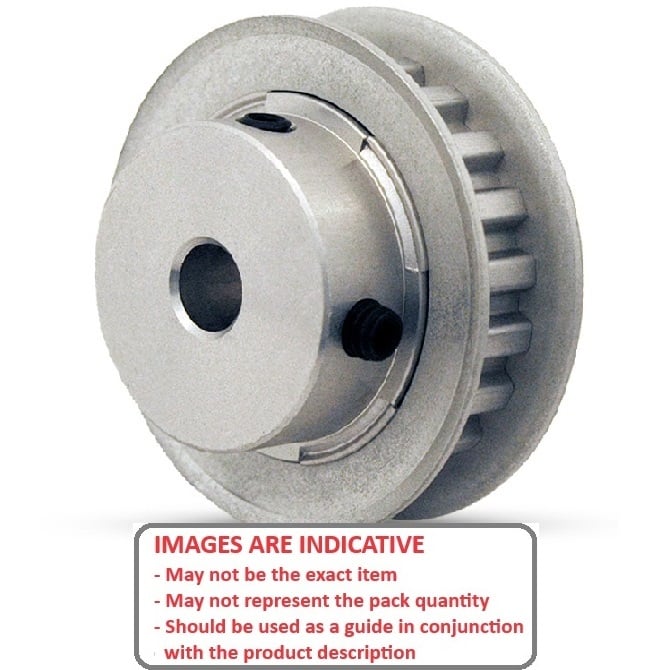 Poulie de distribution 36 dents x 6,4 de large - Alésage de 6,35 mm - Aluminium - Double bride - Pas trapézoïdal MXL de 2,032 mm (0,08 pouce) - MBA (Pack de 1)