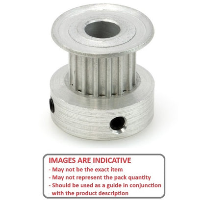 1117702 | P-020G-018-030FH-AL-G-064 (Each) --- Metric Timing Pulleys - 18 tooth - 3x6.35 mm 2mm Pitch - Aluminium Pulley