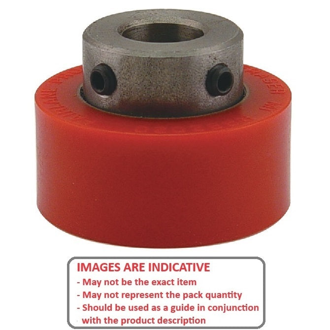 1151284 | RR-187RS (Each) --- Solid Shaft Mount Rollers - 38.1x31.75 - 9.55 - 9.65 Coloured Urethane - Urethane Roller