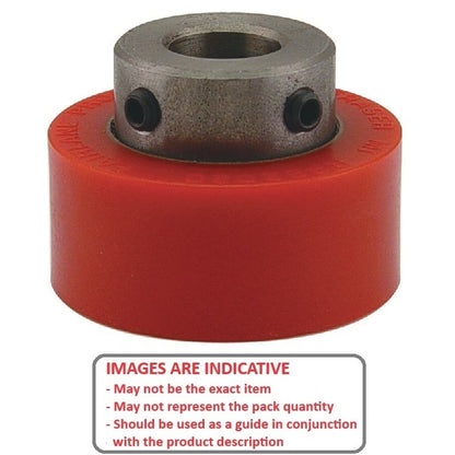 1151284 | RR-187RS (Each) --- Solid Shaft Mount Rollers - 38.1x31.75 - 9.55 - 9.65 Coloured Urethane - Urethane Roller