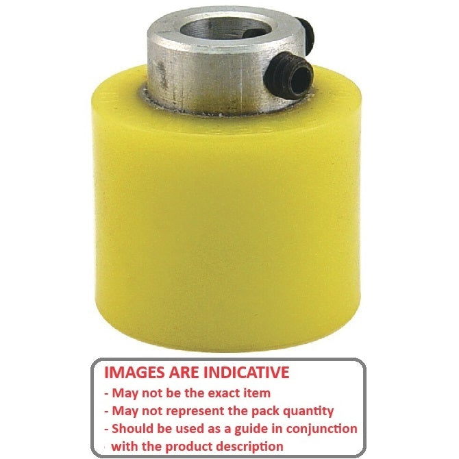 1163436 | RR-184RS (Each) --- Solid Shaft Mount Rollers - 50.8x49.28 - 25.43 - 25.55 Coloured Urethane - Urethane Roller
