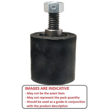 1164503 | RR-124RS (Each) --- Solid Stud Mount Rollers - 50.8x49.28 mm - 1/2-13 UNC - 12.7mm - Black Neoprene - Neoprene Rubber Roller