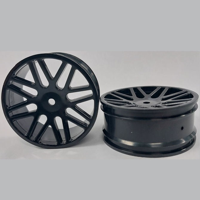 1231856 | RM-XO-060N-BK-16 (Per Card) --- RC Car Rims Hobby - Rim Colour Black 16 Spoke Tenth Scale - Aluminium Rim