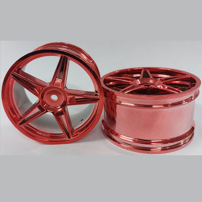 1231358 | RM-XO-060W-MR-5 (Per Card) --- RC Car Rims Hobby - Rim Colour Metallic Red 5 Spoke Tenth Scale - Aluminium Rim