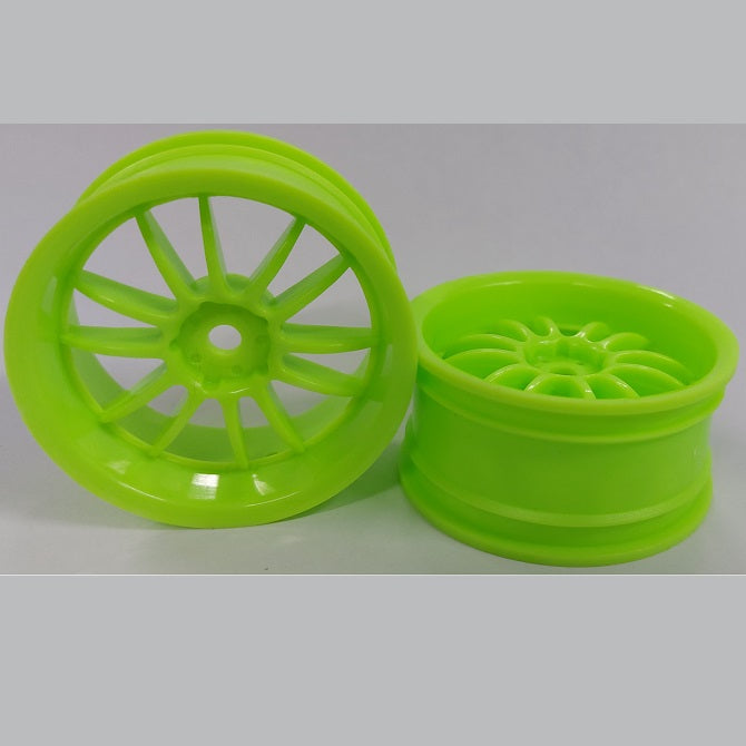 1227730 | RM-XR-052-LG12 (2 Pcs) --- RC Car Rims Hobby - Lime Green 12 Spoke