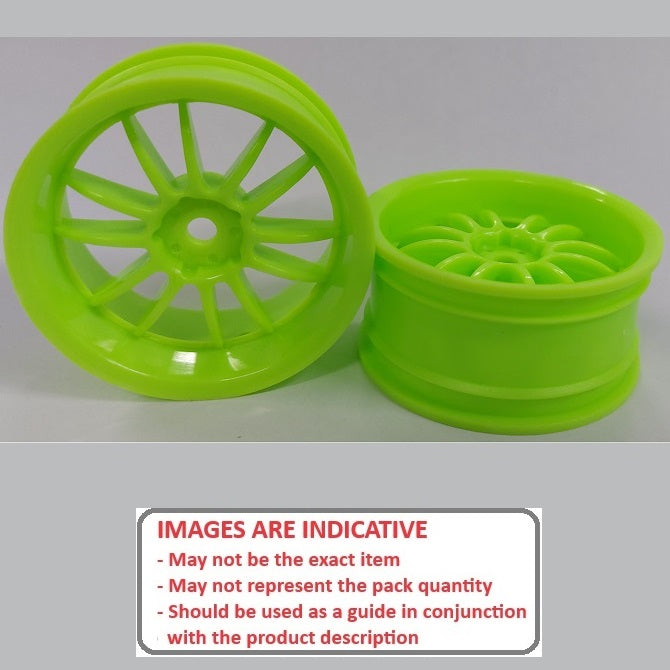 1227730 | RM-XR-052-LG12 (2 Pcs) --- RC Car Rims Hobby - Lime Green 12 Spoke