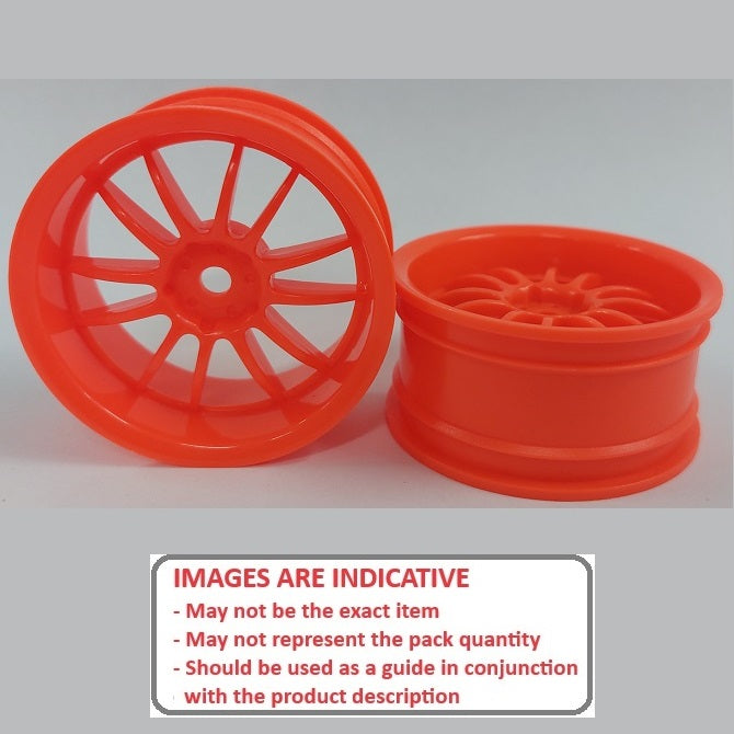 1227720 | RM-XR-052-O-12 (2 Pcs) --- RC Car Rims Hobby - Fluro Orange 12 Spoke