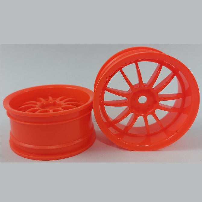 1231683 | RM-XR-052-O-12 (Per Card) --- RC Car Rims Hobby - Rim Colour Fluro Orange 12 Spoke Tenth Scale - Aluminium Rim