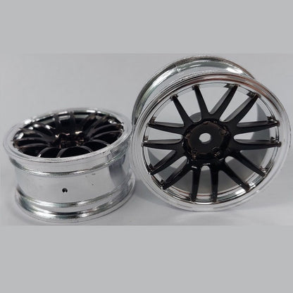1231686 | RM-XR-052-SBK-12 (Per Card) --- RC Car Rims Hobby - Rim Colour Silver with Black 12 Spoke Tenth Scale - Aluminium Rim