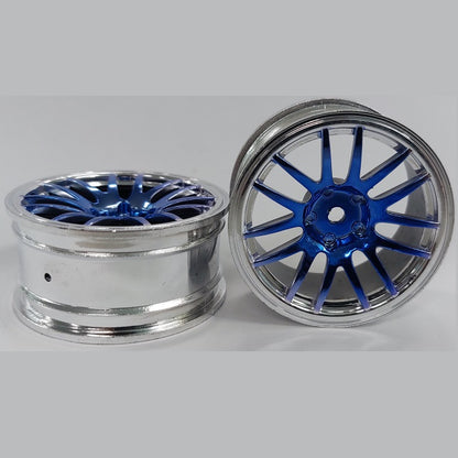 1227732 | RM-XR-052-SBU-12 (5 Pcs) --- RC Car Rims Hobby - Silver with Blue 12 Spoke