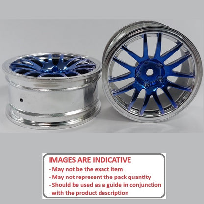 1227732 | RM-XR-052-SBU-12 (5 Pcs) --- RC Car Rims Hobby - Silver with Blue 12 Spoke