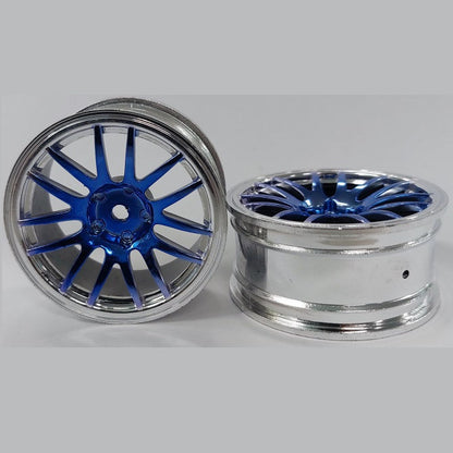 1231687 | RM-XR-052-SBU-12 (Per Card) --- RC Car Rims Hobby - Rim Colour Silver with Blue 12 Spoke Tenth Scale - Aluminium Rim