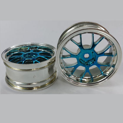 1231469 | RM-XR-052-SBU-7K (Per Card) --- RC Car Rims Hobby - Rim Colour Silver with Blue 7 Fork Spoke Tenth Scale - Aluminium Rim