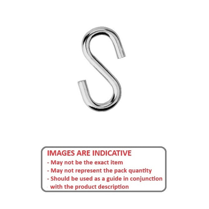 1042808 | SH-21RS (PK-5) --- S Shape Steel Hooks - 2.667x25.4x7.938 mm
