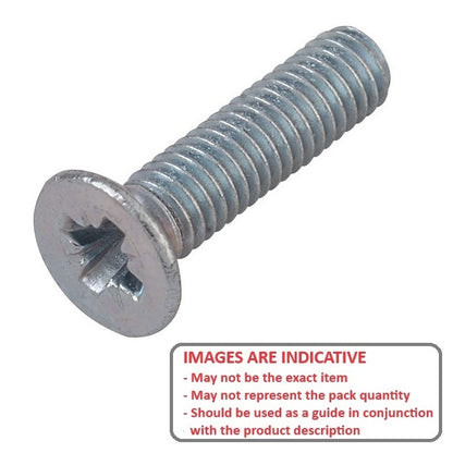 1066784 | SK060M-020-PZ-CZ (PK-100) --- Countersunk Screws - M6 - 6x1mm - 20 mm - Zinc Plated Steel Pozidrive Screw