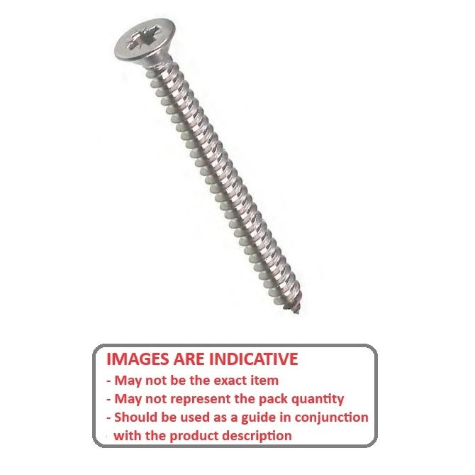 1064269 | SKT0540-089-PH-S6 (PK-100) --- Self Tapping Screws - 5.4x88.9 mm - 12 Countersunk - Stainless Steel 316 Similar to A4, 18-10 Screw