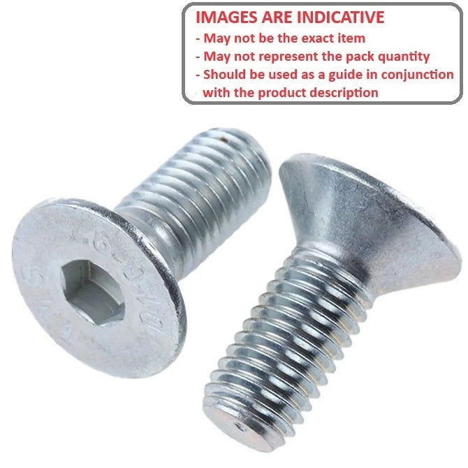 1104136 | SK127F-019-SK-CZ (PK-100) --- Countersunk Screws - 1/2-20 UNF - 12.7mm - 19.1 mm - Zinc Plated Steel Socket Screw