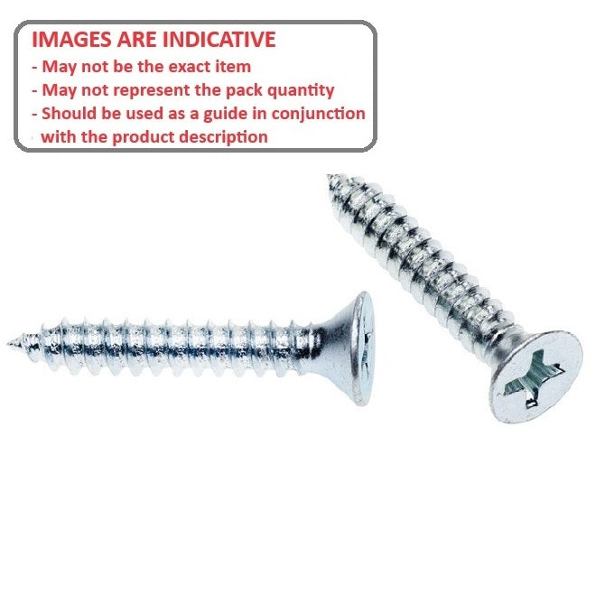 1072296 | SKT0635-019-PH-CZ (PK-100) --- Self Tapping Screws - 6.35x19 mm - 14 Countersunk - Zinc Plated Steel Screw