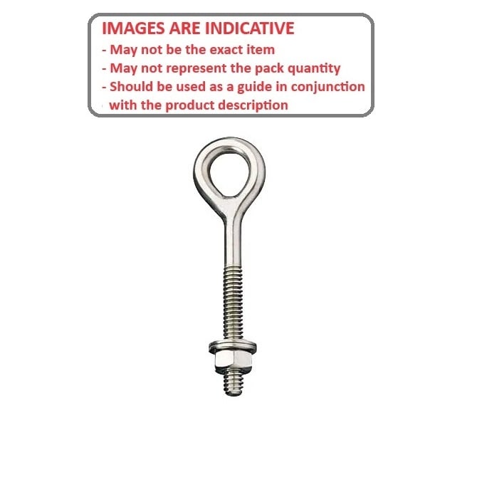 1105059 | FP-5SSRS (11 Pcs) --- Threaded Shank Eye Bolts - 1/2-13 UNC (12.7mm) x 152.4 mm x 25.4 mm