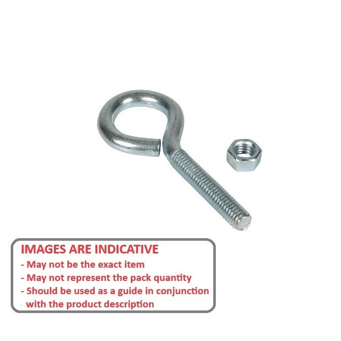 1083089 | MEB-65RS (Each) --- Bent Eye Bolts - M8 - 8x1.25mm - 100x90 mm Steel