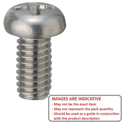 1041782 | SC025M-004-P-PH-S6 (PK-10) --- Pan Head Screws - M2.5 - 2.5x0.45mm - 4 mm - 316 Stainless Phillips Screw