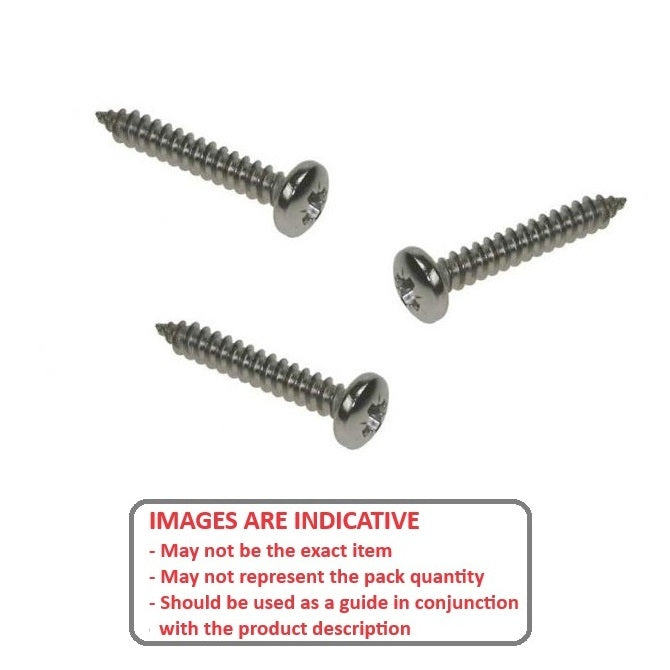 1056574 | SCT0476-025-P-PH-S4 (PK-100) --- Self Tapping Screws - 4.76x25.4 mm - 10 or 3/16 Pan Head - Stainless Steel 304 Similar to A2, 18-8 HRB80 Screw