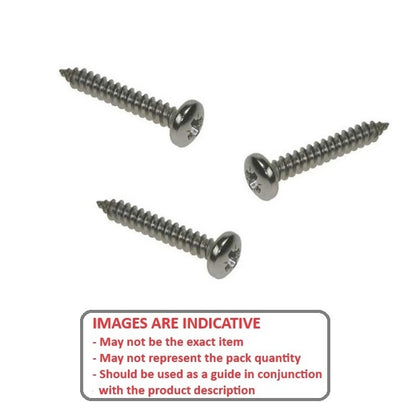 1042343 | SCT0285-025-P-PH-S6 (PK-10) --- Self Tapping Screws - 2.85mm - 4 Gauge - 25.4 mm - 4 Pan Head - Stainless Steel 316 Similar to A4, 18-10 Screw