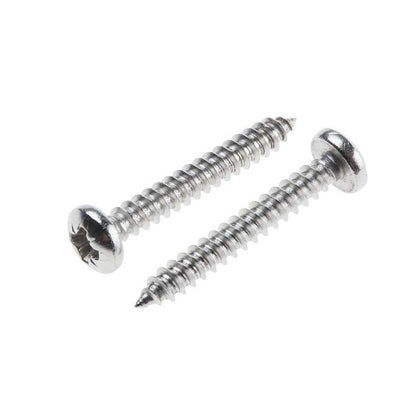 Self Tapping Screws - 4.76x63.5 mm - 10 or 3/16 Pan Head - Stainless Steel 316 Similar to A4, 18-10 